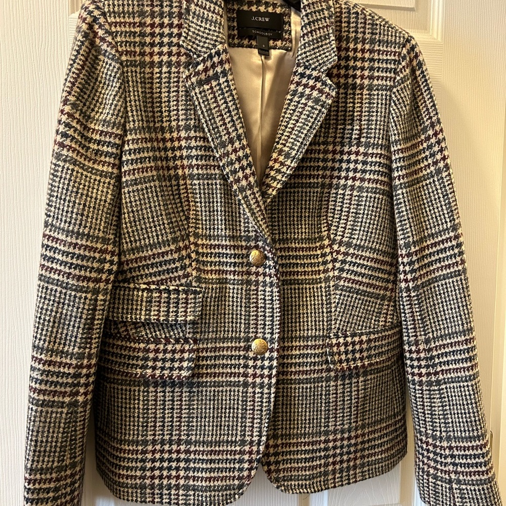 JCrew Herringbone Wool Schoolboy Blazer